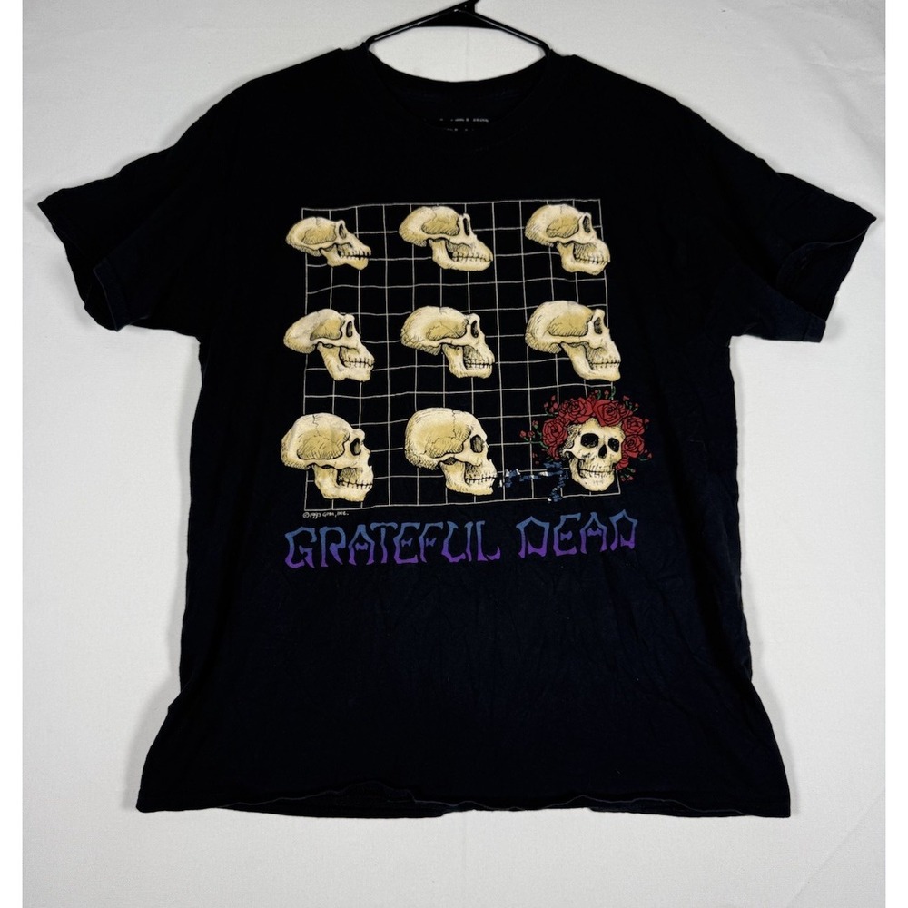 VTG Grateful Dead 1993 Skull Skeleton Evolution Liquid Blue Shirt Large *Hole